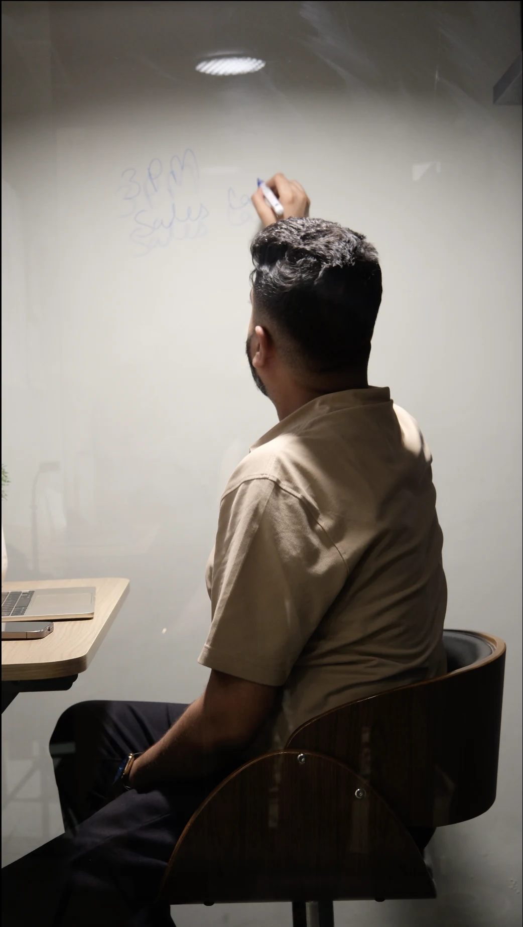 Writing on the whiteboard wall